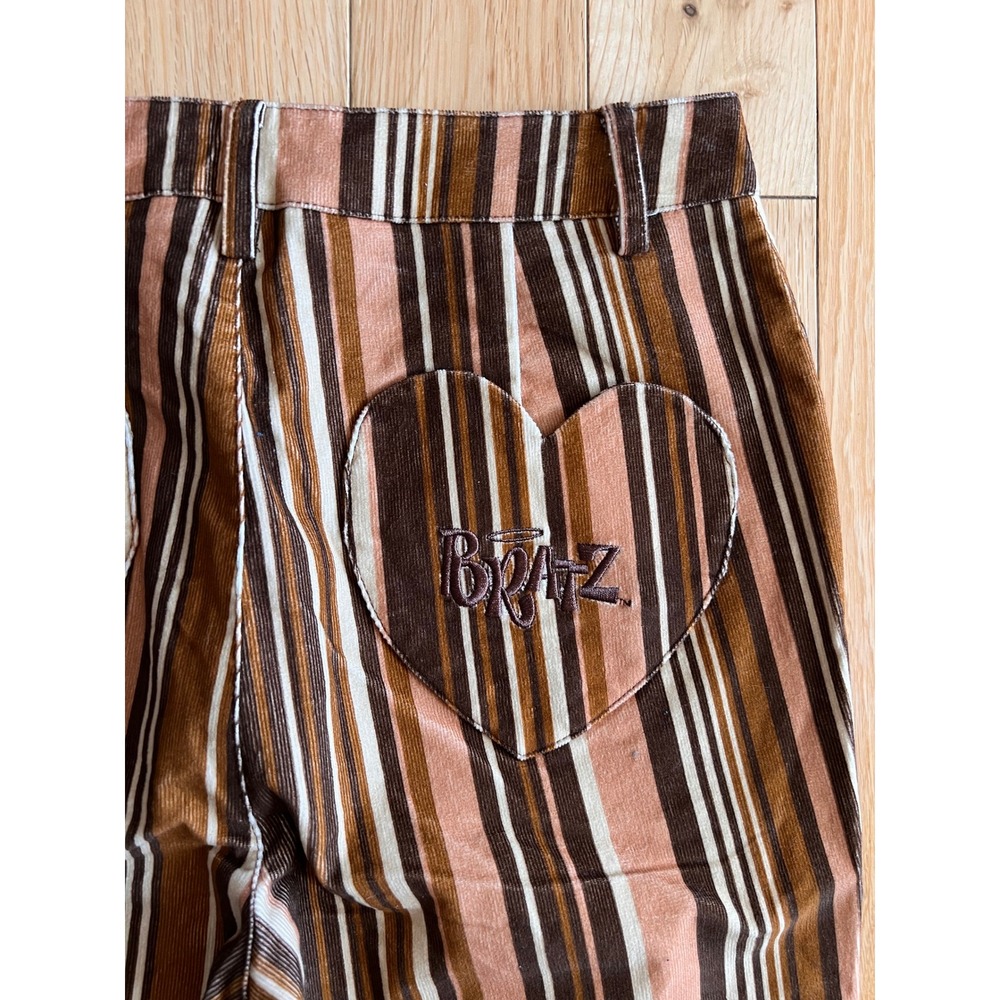 Dolls Kill x Bratz Striped Brown Corduroy Bootcut Pants High Rise Womens Size M - Picture 12 of 12